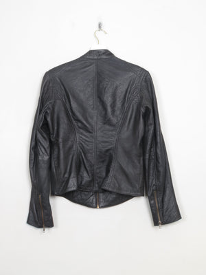 Women's Vintage Black Leather Biker Style Jacket 10/Small 12