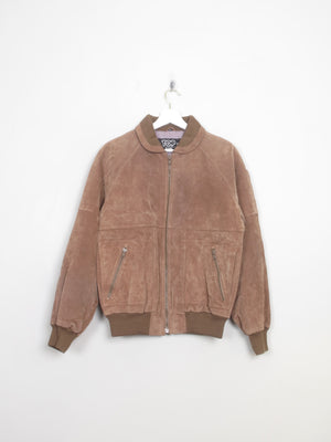 Men's Tan Suede Bomber Jacket S