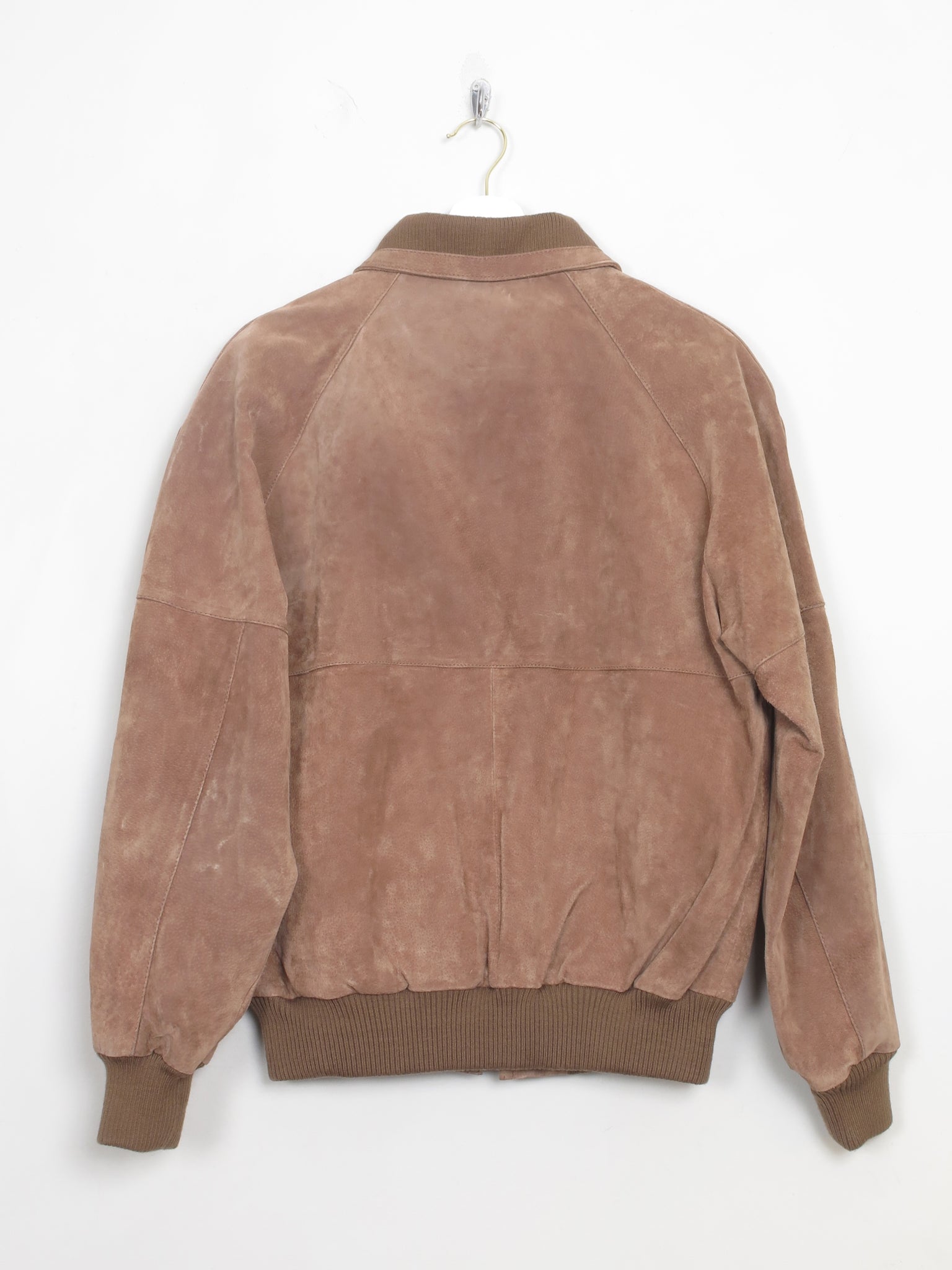 Men's Tan Suede Bomber Jacket S