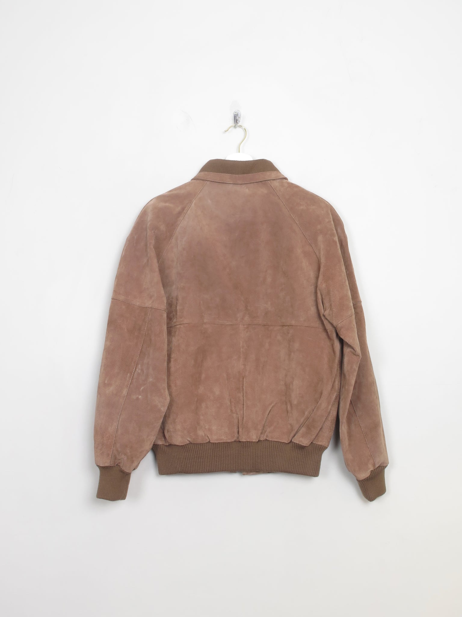 Men's Tan Suede Bomber Jacket S