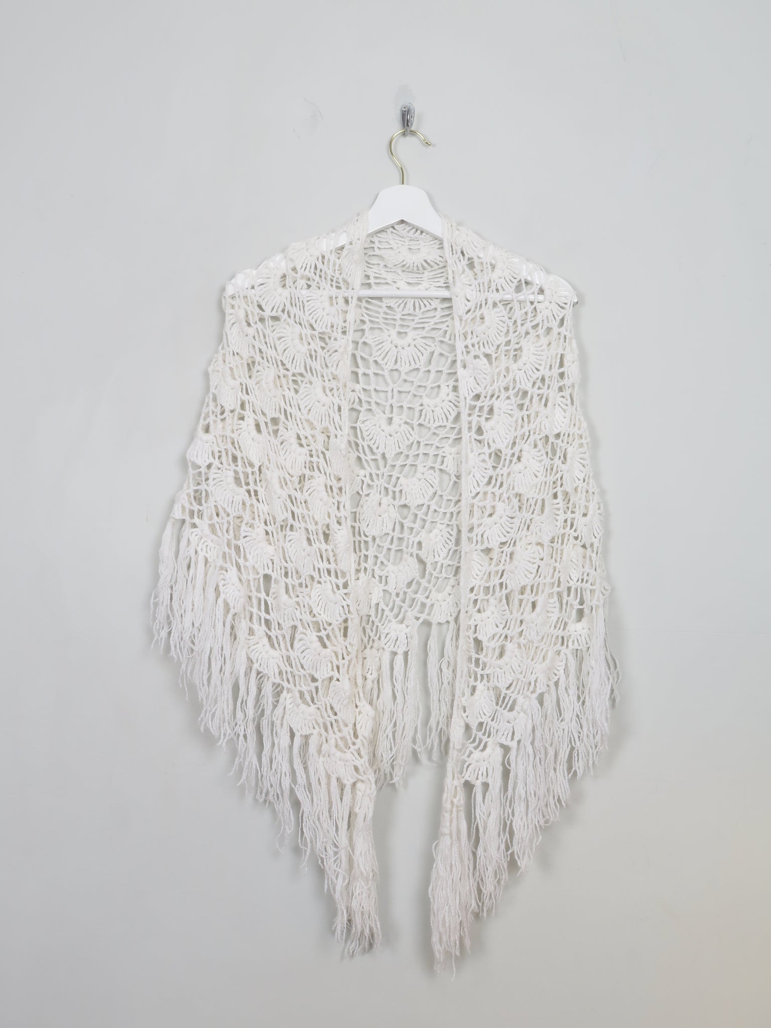 Vintage Cream Crochet Shawl