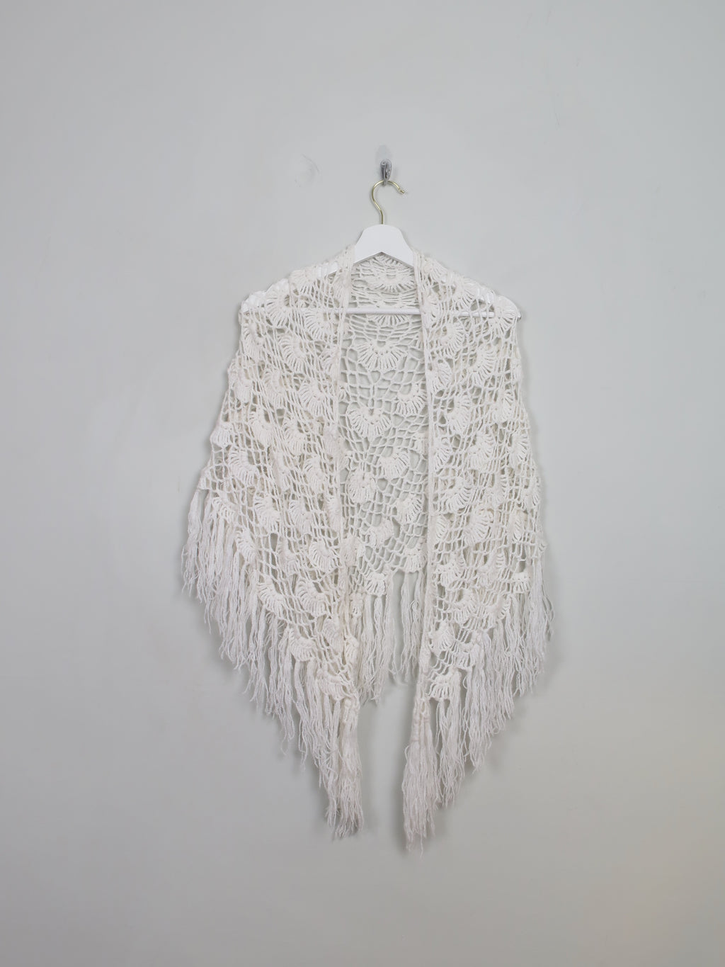 Vintage Cream Crochet Shawl