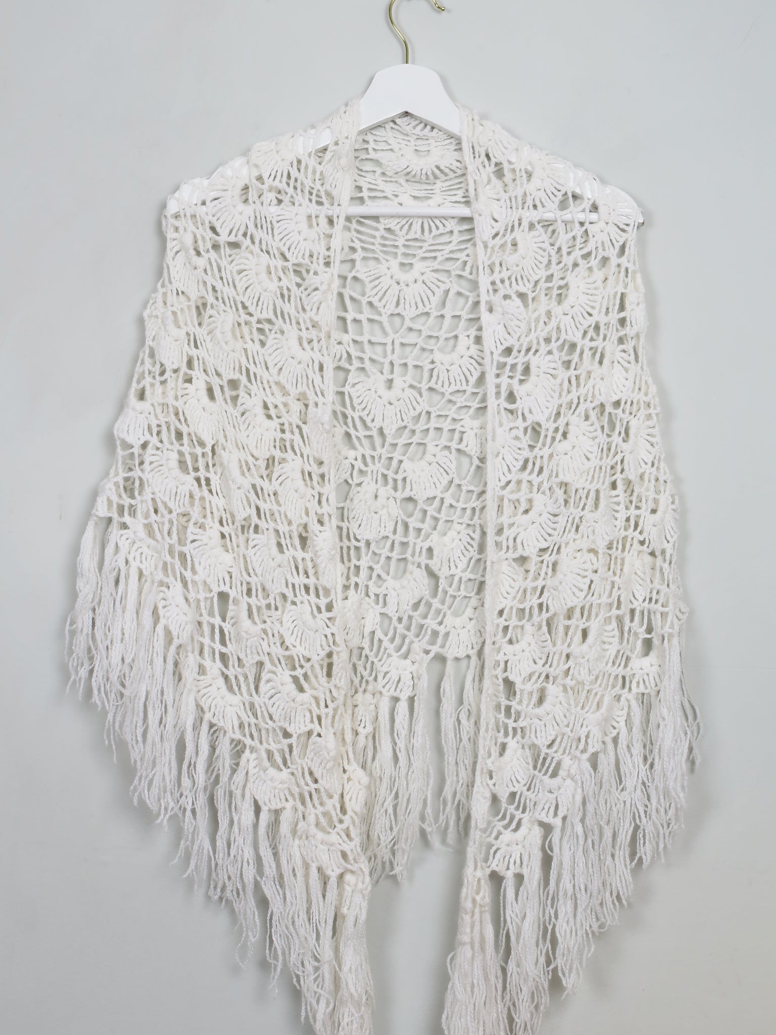 Vintage Cream Crochet Shawl