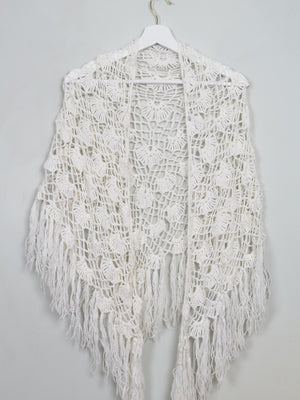 Vintage Cream Crochet Shawl