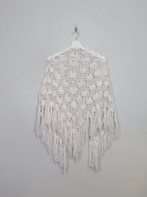 Vintage Cream Crochet Shawl