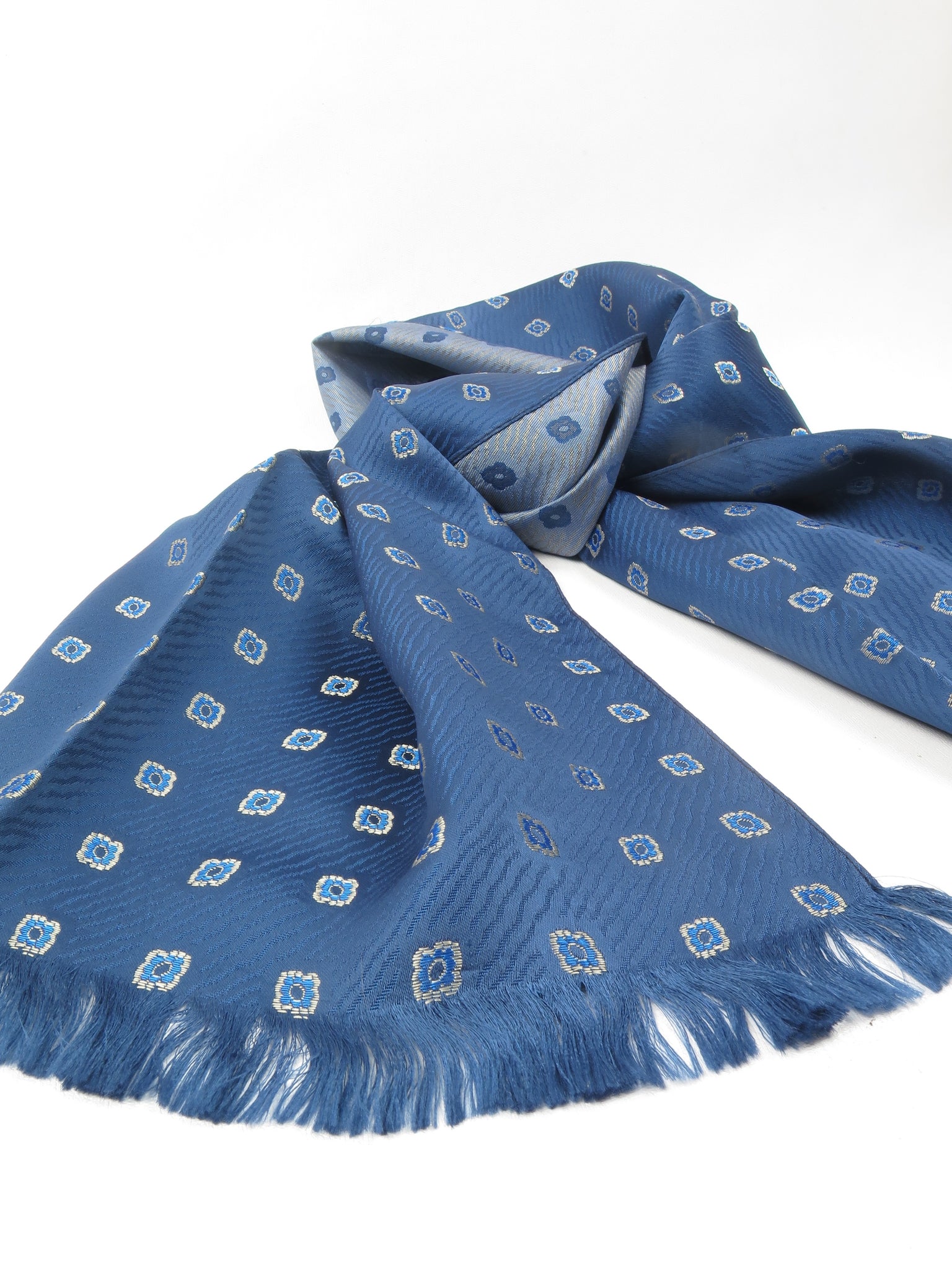 Men's Vintage  Blue Silk Scarf