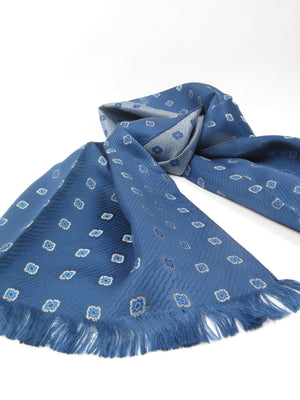 Men's Vintage  Blue Silk Scarf