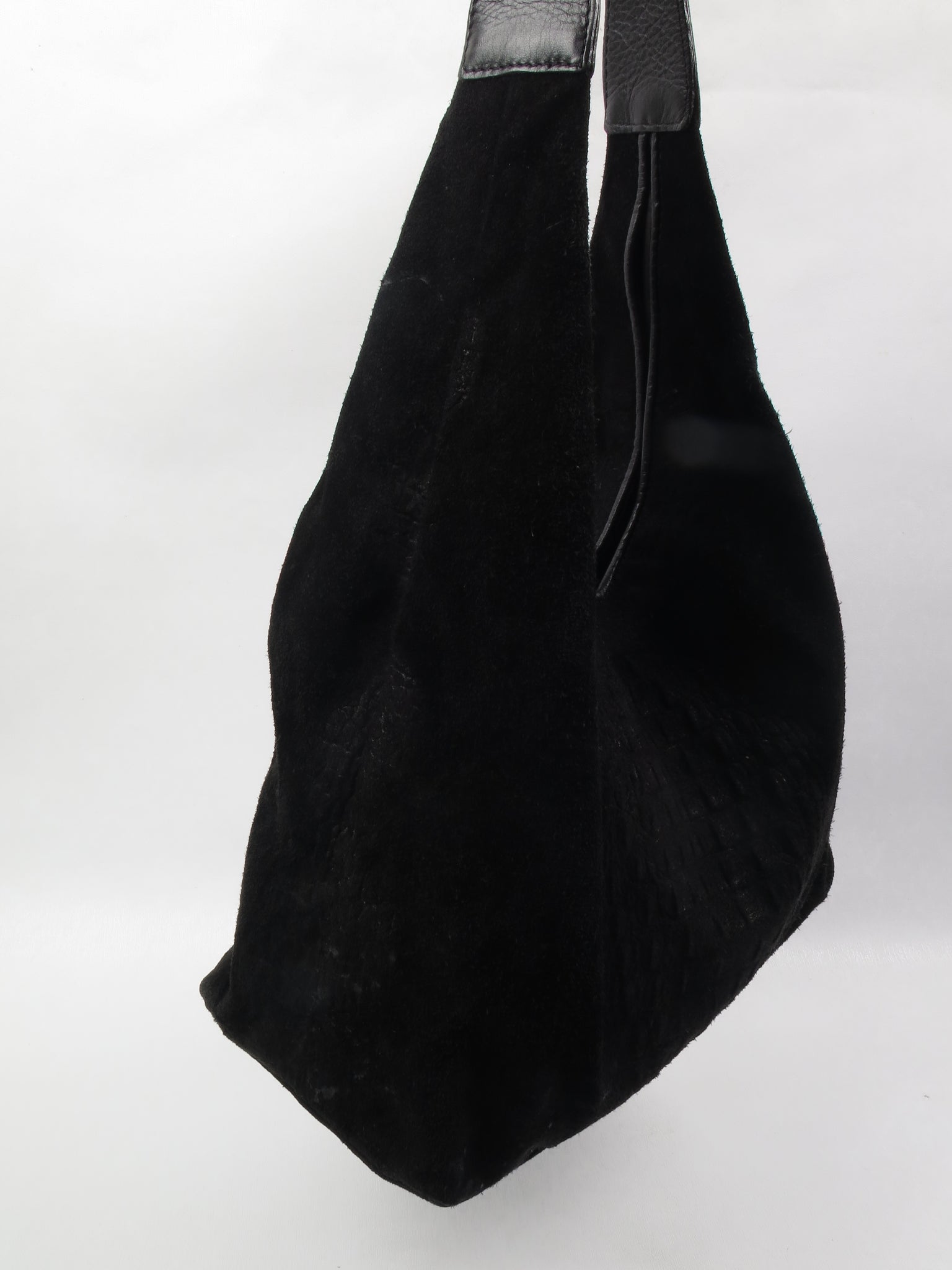 Vintage Animal Print Black Suede Hobo Bag