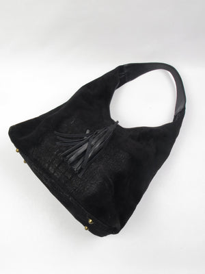 Vintage Black Suede Shoulder Bag