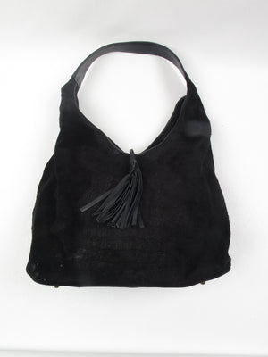Vintage Black Suede Shoulder Bag