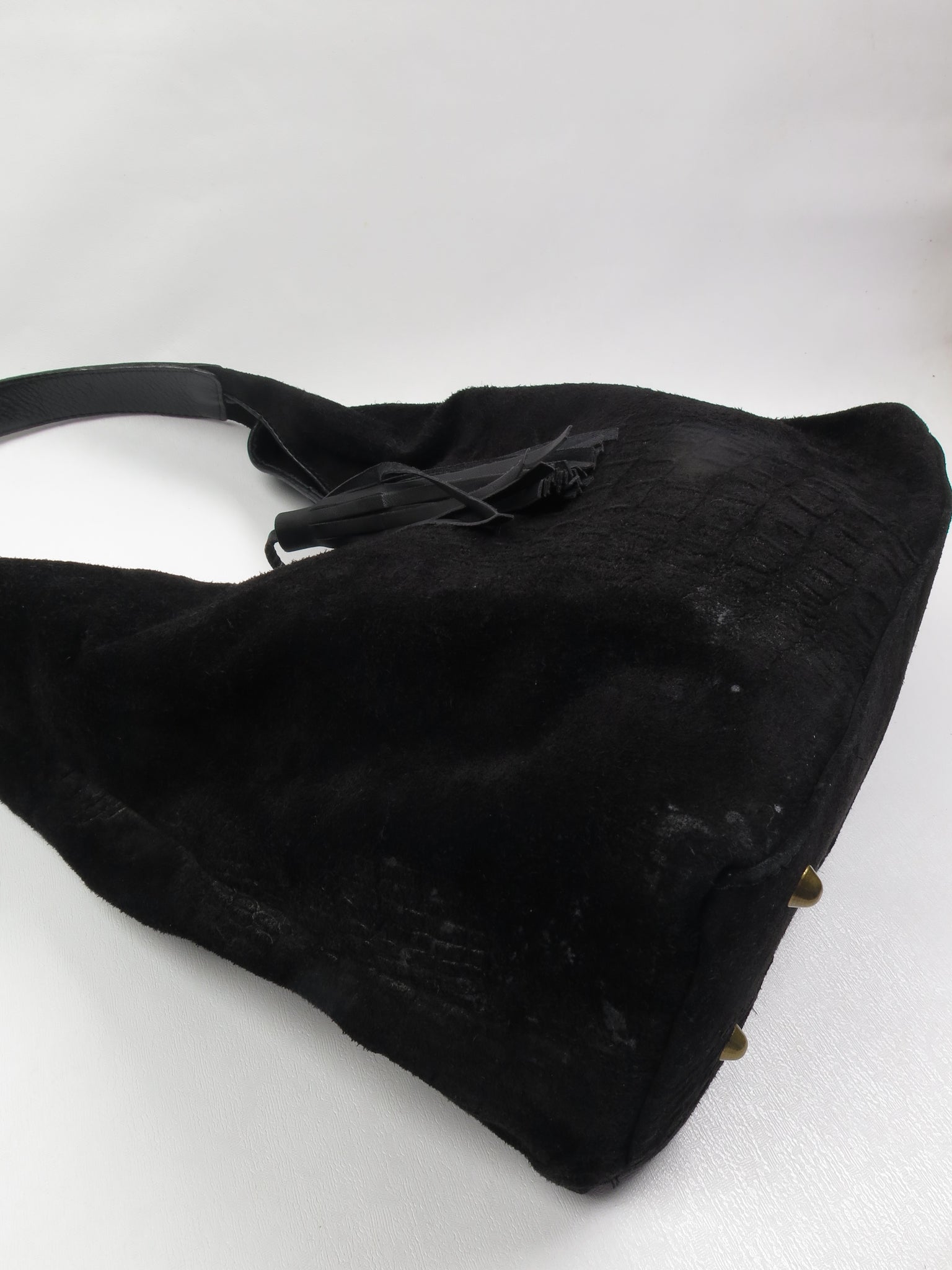 Vintage Black Suede Shoulder Bag