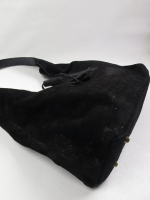 Vintage Black Suede Shoulder Bag
