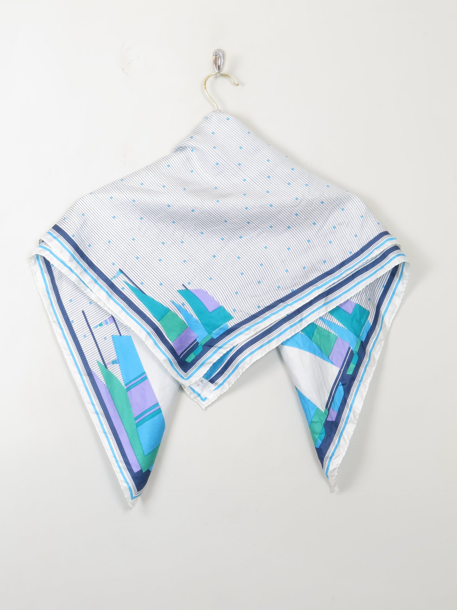 Women's Vintage Silk Square Scarf With Boats - The Harlequin