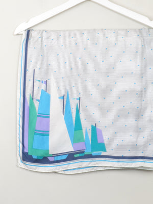 Women's Vintage Silk Square Scarf With Boats - The Harlequin