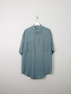 Men's Sage Green Vintage Silk Shirt L - The Harlequin