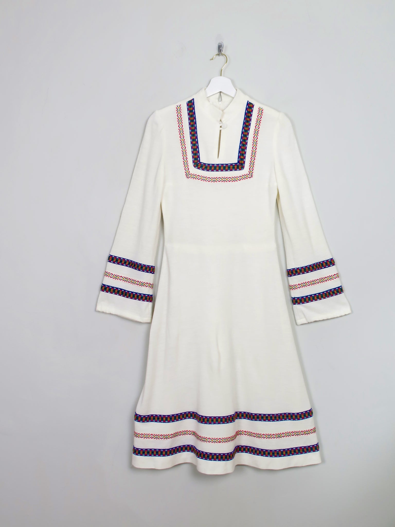 Vintage Cream 1970s Dress S