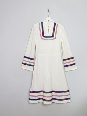 Vintage Cream 1970s Dress S