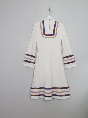 Vintage Cream 1970s Dress S