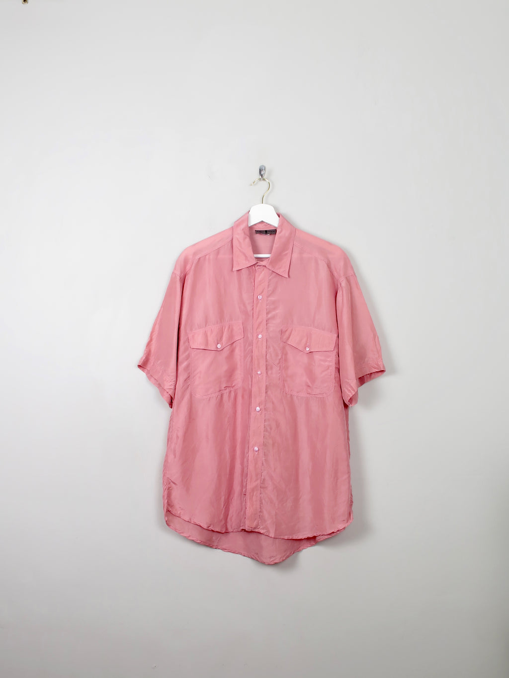 Men's Vintage Pink Silk Shirt XL - The Harlequin