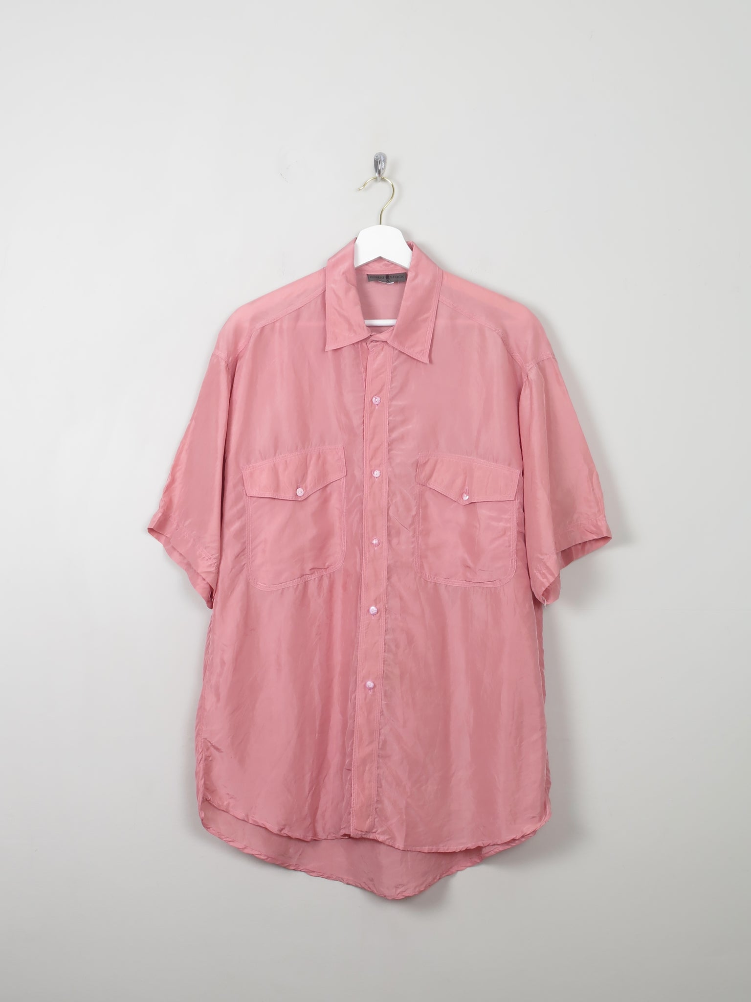 Men's Vintage Pink Silk Shirt XL - The Harlequin