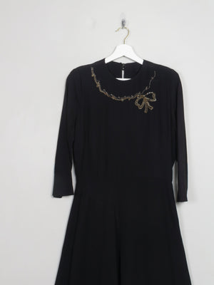 Vintage Black 1940s Dress S