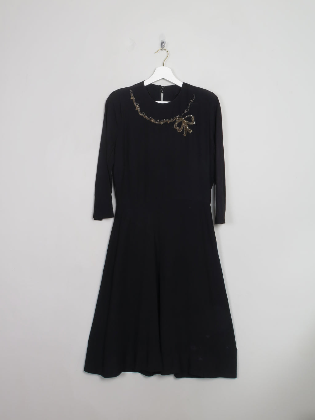 Vintage Black 1940s Dress S