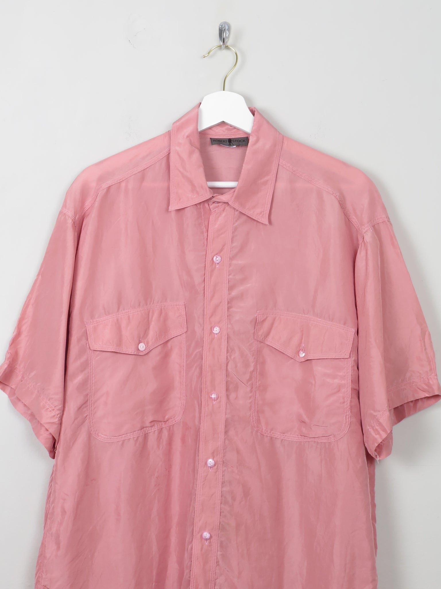 Men's Vintage Pink Silk Shirt XL - The Harlequin