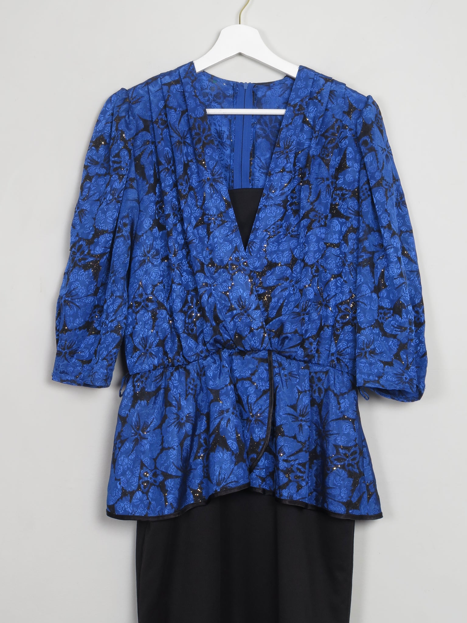 Vintage Blue & Black 1980s Dress M