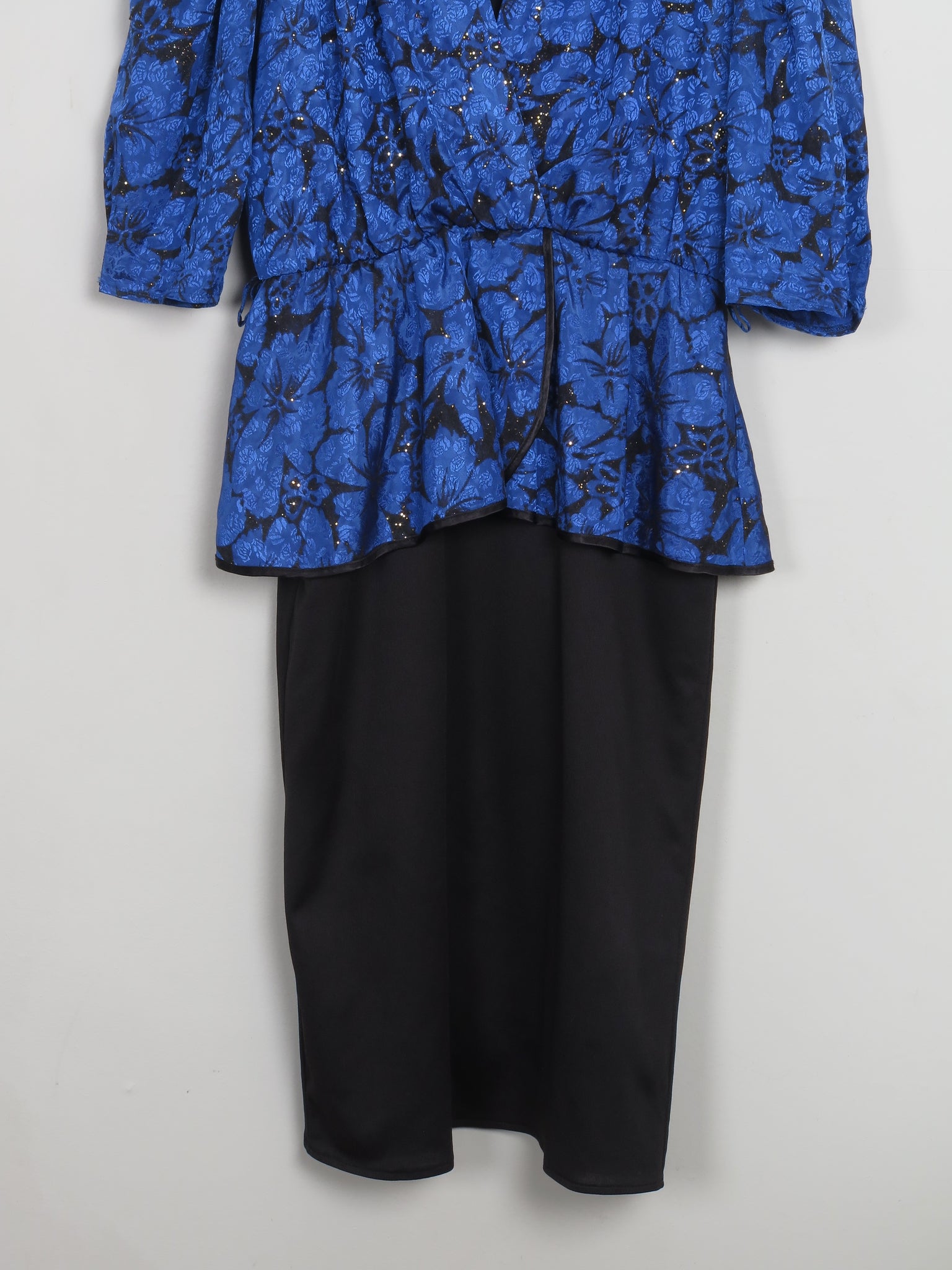 Vintage Blue & Black 1980s Dress M