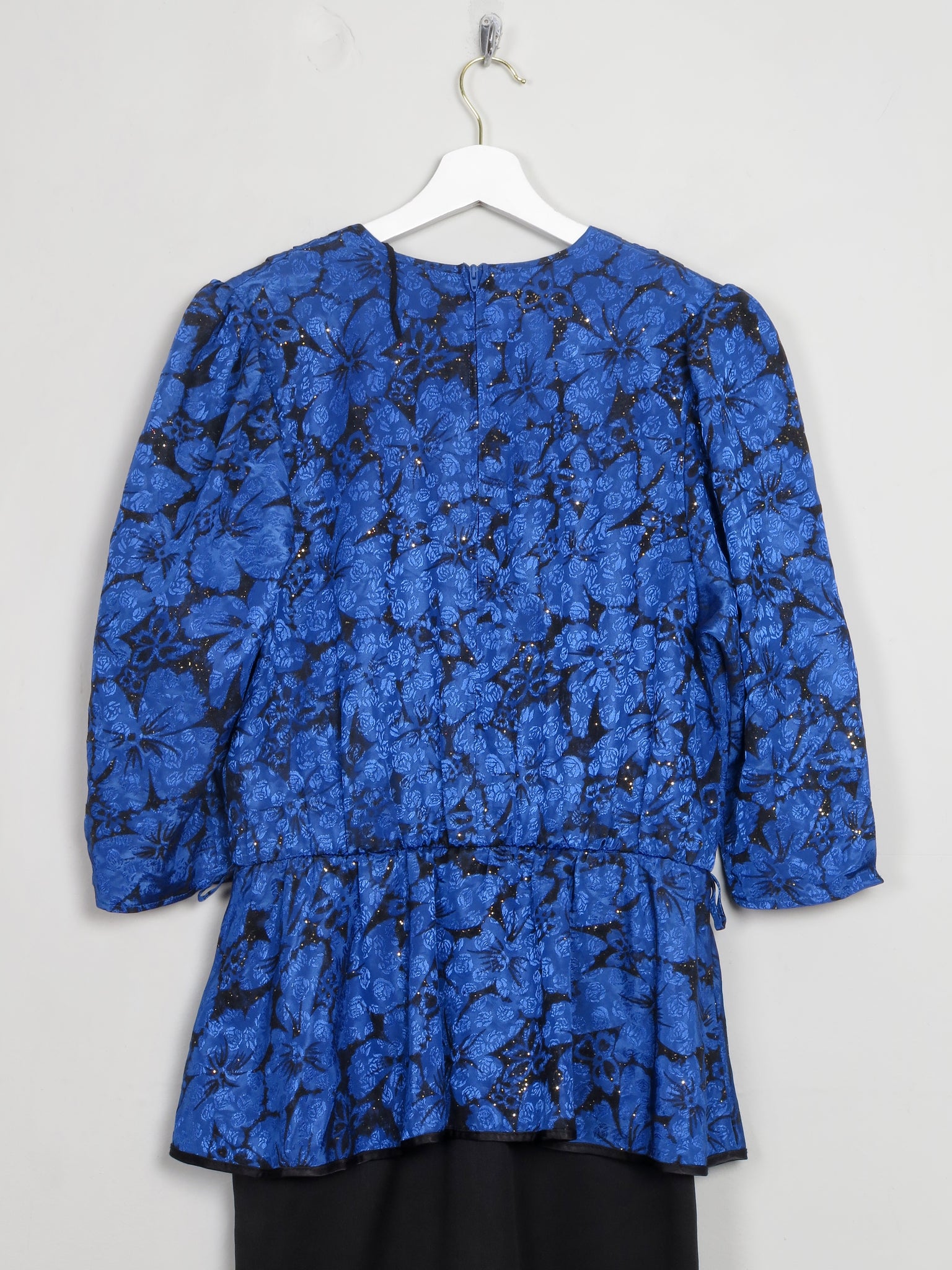 Vintage Blue & Black 1980s Dress M