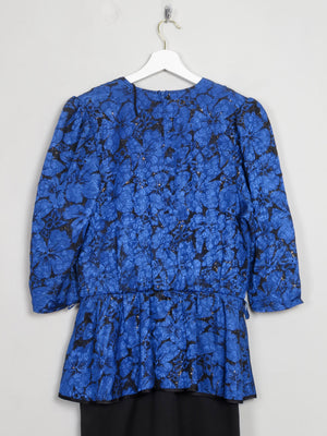Vintage Blue & Black 1980s Dress M