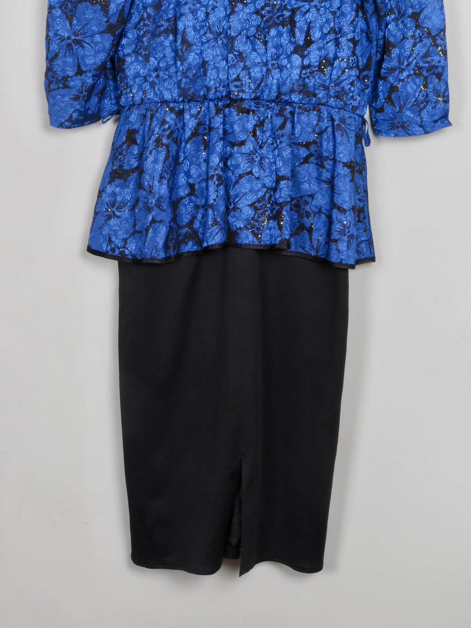 Vintage Blue & Black 1980s Dress M