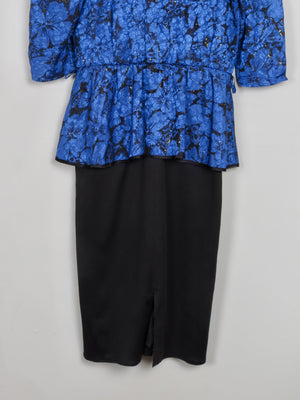 Vintage Blue & Black 1980s Dress M