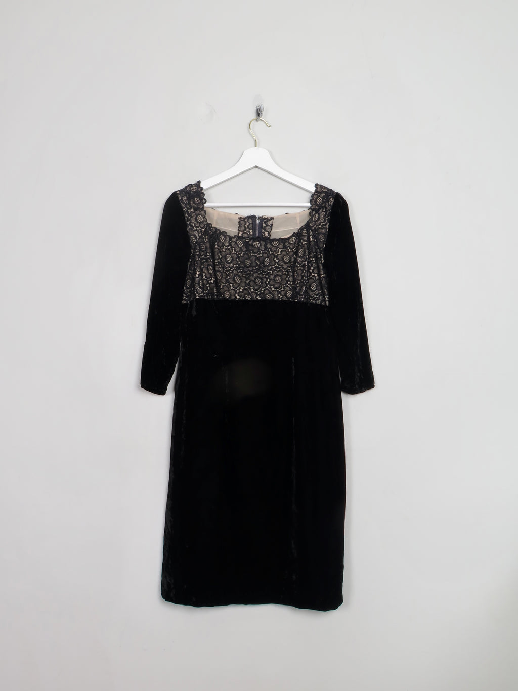 Vintage Black Velvet Fitted Dress