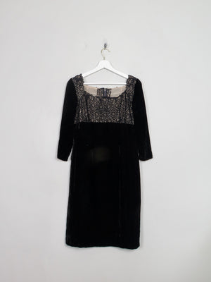 Vintage Black Velvet Fitted Dress