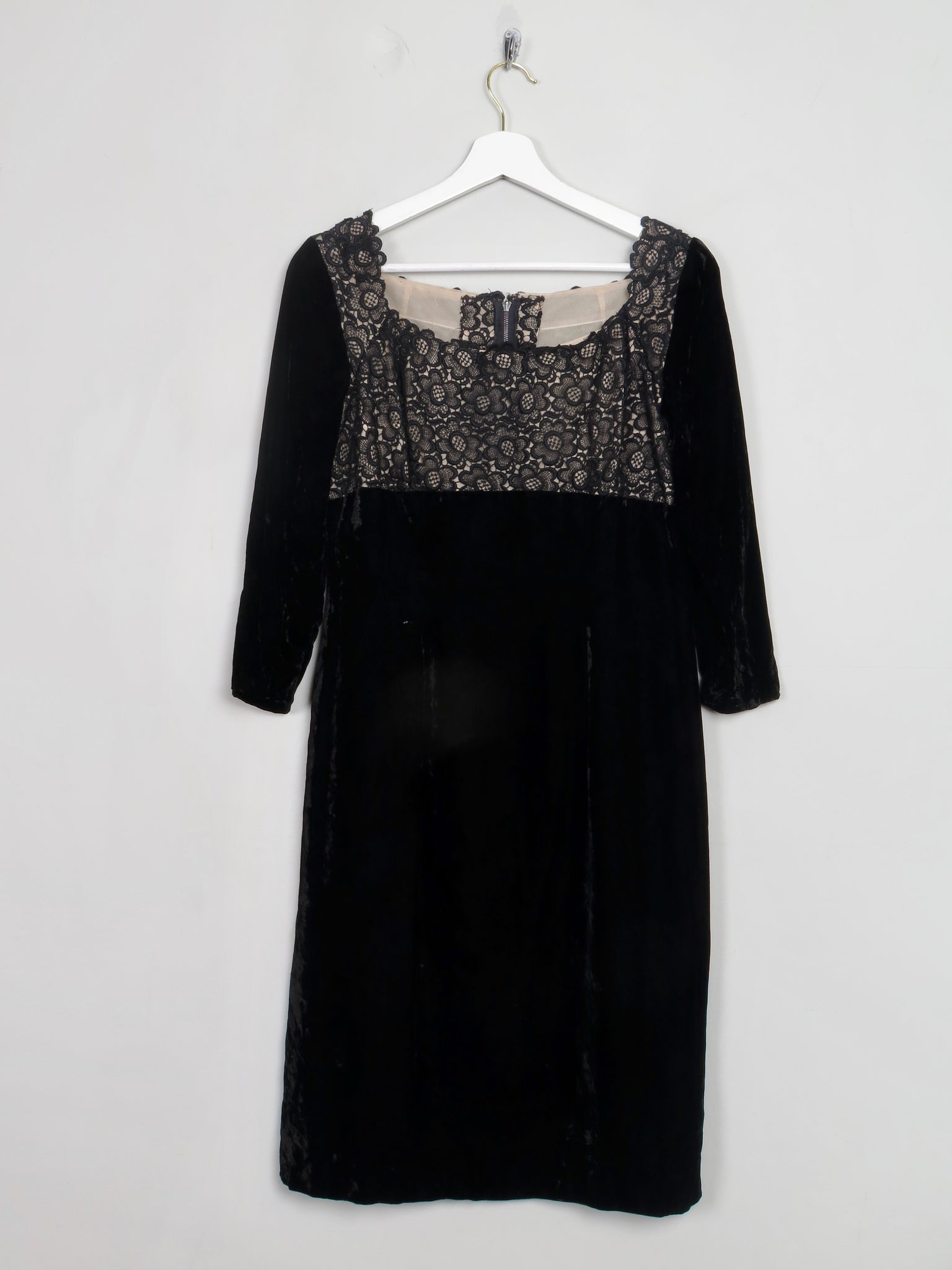 Vintage Black Velvet Fitted Dress