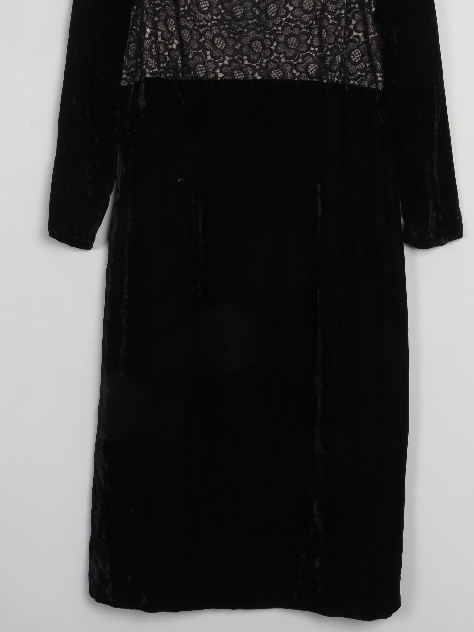 Vintage Black Velvet Fitted Dress