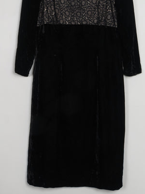 Vintage Black Velvet Fitted Dress