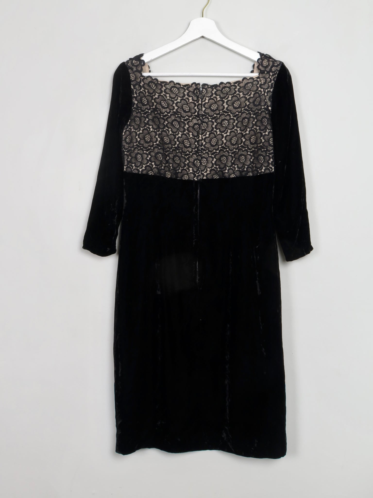 Vintage Black Velvet Fitted Dress