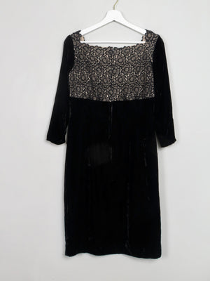 Vintage Black Velvet Fitted Dress