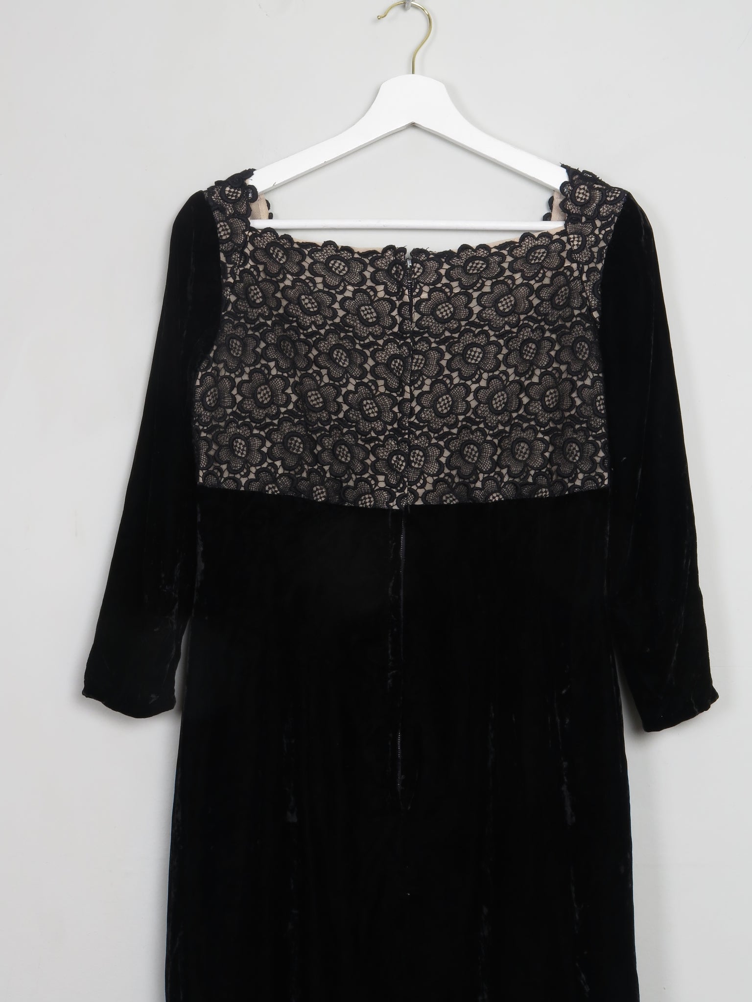 Vintage Black Velvet Fitted Dress
