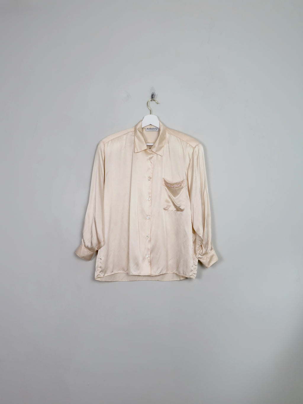 Women's Vintage Peach Silk Blouse S/M