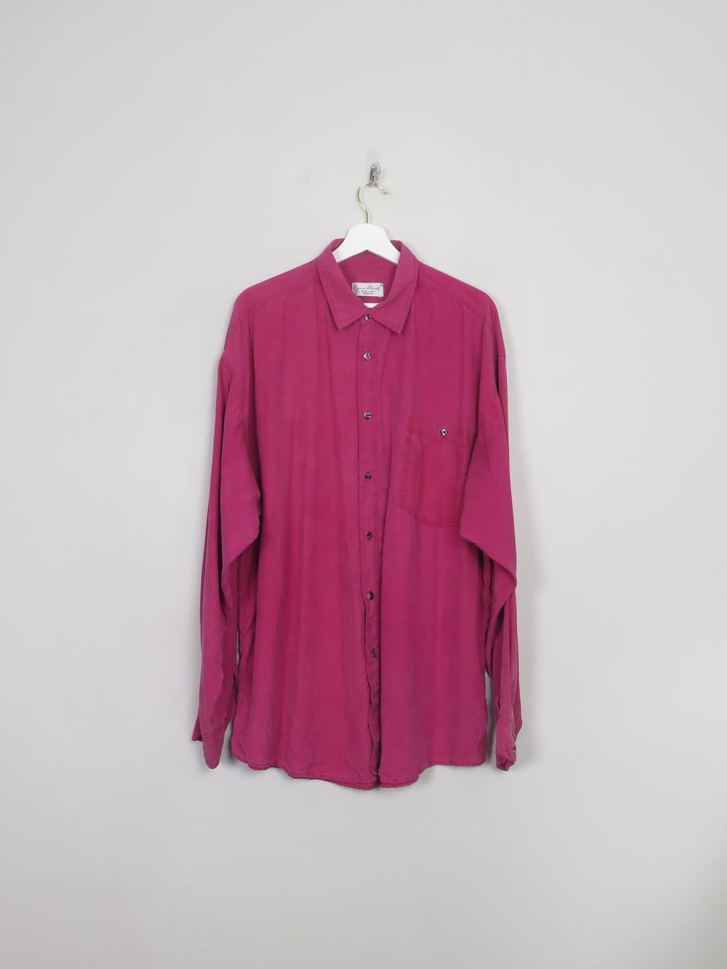 Men's Vintage Burgundy Silk Shirt XL