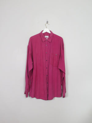 Men's Vintage Burgundy Silk Shirt XL