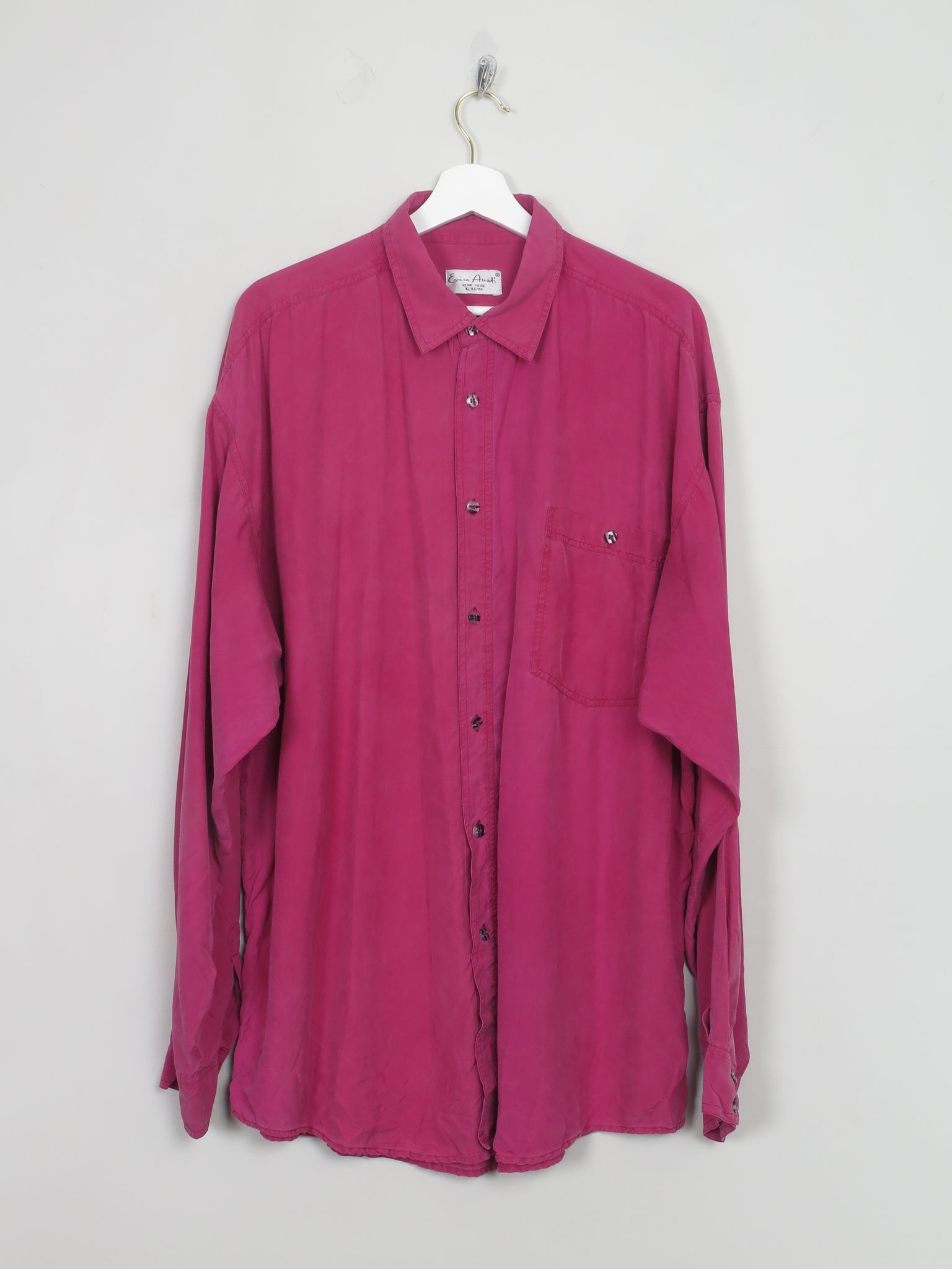 Men's Vintage Burgundy Silk Shirt XL