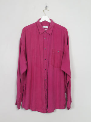 Men's Vintage Burgundy Silk Shirt XL
