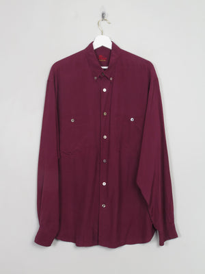 Men's Vintage Burgundy  Silk Shirt L