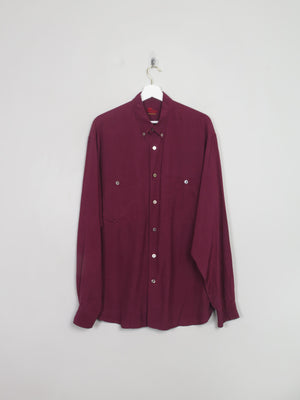 Men's Vintage Burgundy  Silk Shirt L