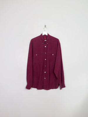 Men's Vintage Burgundy  Silk Shirt L