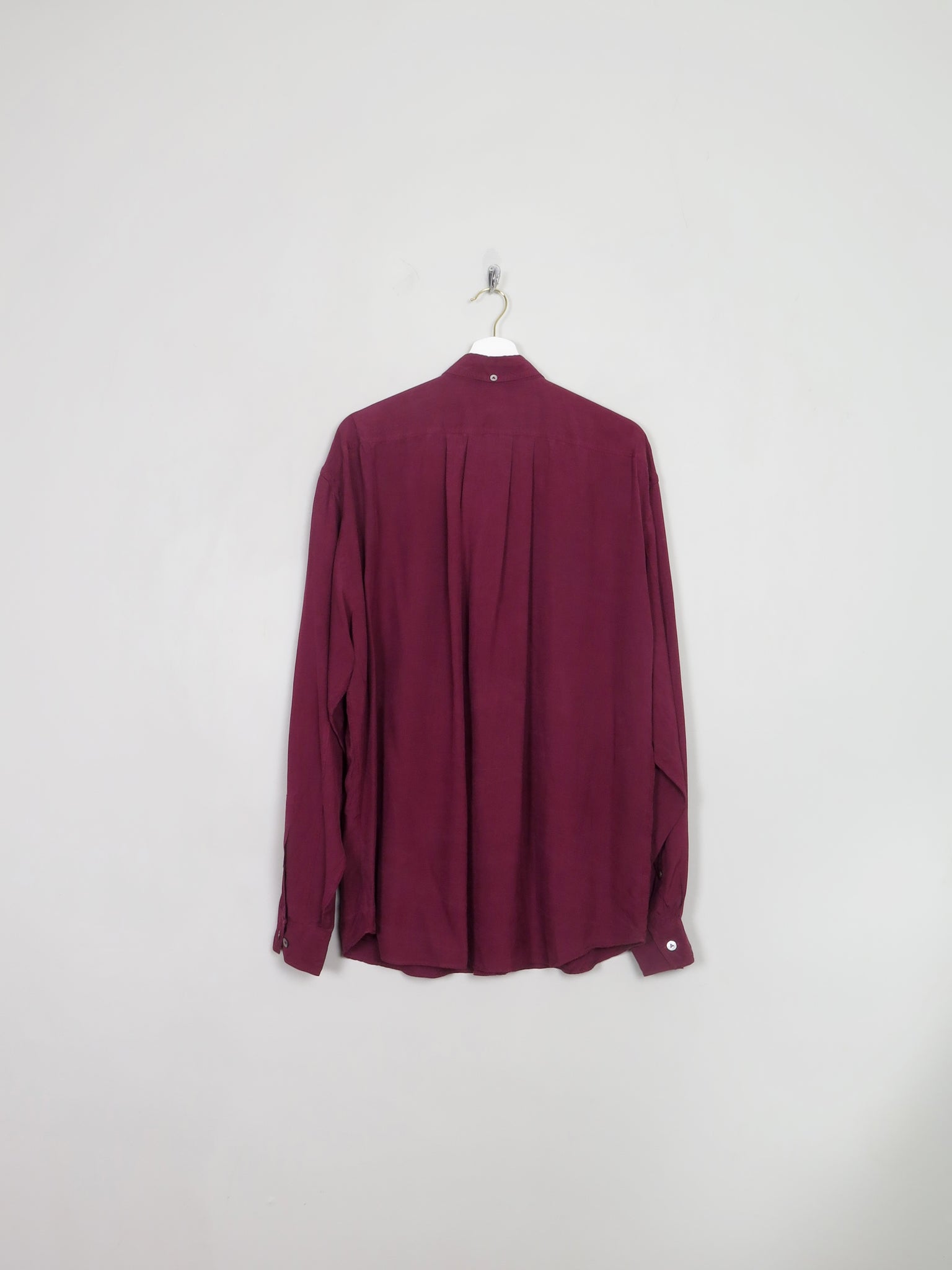 Men's Vintage Burgundy  Silk Shirt L